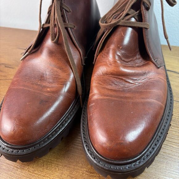 J.Crew Mens 7 D Vibram Sole Leather Chukka Boots Brown Lug Sole 86008